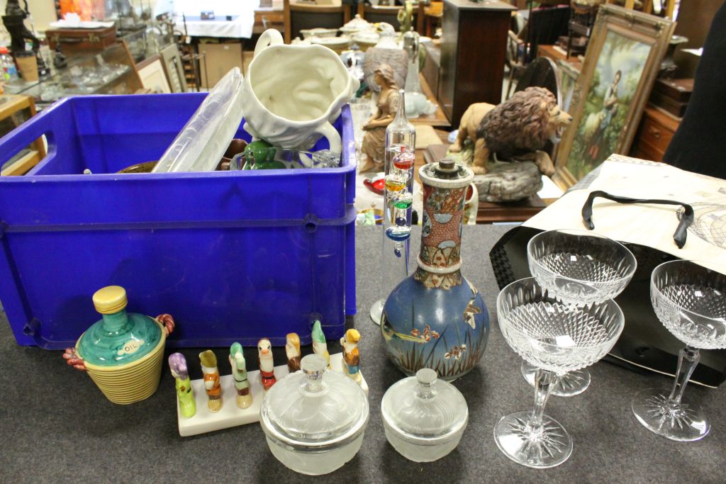 Mixed vintage ceramics & glassware to include Oriental, Moet & Chandon glass Champagne bucket etc