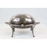 Vintage Silver plated covered dish with twin handles and on Paw feet, comes with internal dishes