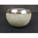 Alabaster / Marble and Silver Topped Match Striker / Inkwell, Birmingham 1924 John Grinsell & Sons