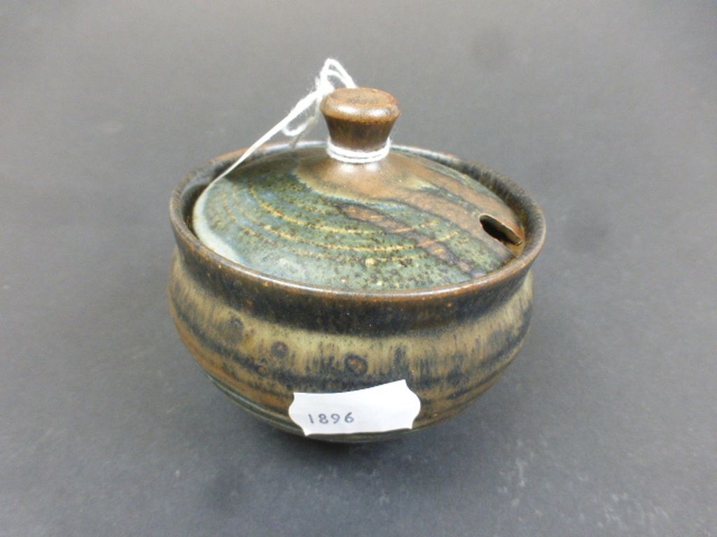 Anchor Studio Pottery preserve pot with lid, impressed with Anchor mark and also "St Ives 1973" - Image 4 of 4