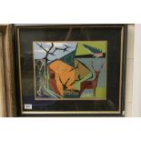 H L Walsh (New Zealand) Oil on Board Study of Deer in a Wildlife Nature Scene, signed