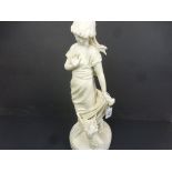 Copeland Spode Parianware figure modelled as a young woman with her dog, titled New Friends,