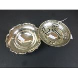 Silver pedestal dish with pie crust border, makers C J Vander Ltd, London 1971, diameter