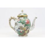 Antique Oriental ceramic Teapot with hand painted Floral design, Dragon handle, Gilt detailing and