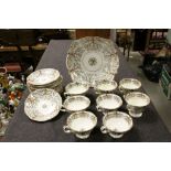 Victorian ' George Frederick Bowers ' Fibre Tea Set comprising 8 Cups, 10 Saucers and Sandwich