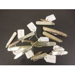 Eight vintage Hallmarked Silver & Mother of Pearl Fruit Knives to include; Sheffield 1821, 1912,