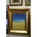 Contemporary Oil Painting of Beach and Seascape signed Sue, 49cms x 39cms, contained in a Deep