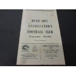 1964 Bath City v Arsenal football programme floodlight opening friendly played 16th December 1964,