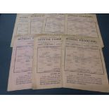 7 1940s Arsenal home single sheet programmes to include War Time 1944 v Southampton, 1945 Chelsea,