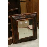 Late 17th / 18th century Walnut Veneer Cushion Framed Mirror, 57cms x 51cms