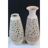 Two large Persian vases with Pierced scrolling Foliate design