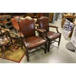 Pair of Leather Upholstered Mahogany Gainsborough Chairs