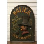 Large Wooden Advertising sign "Bauer Finest Meerschaum Pipes as Smoked by the Duke of Beaufort"