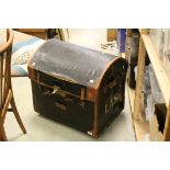 Victorian Canvas and Leather Bound Domed Top Trunk