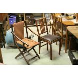 Victorian Campaign Style Folding Chair with Canvas Back and Seat together with Early 20th century