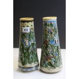 Two Persian tapered Vases with hand painted Floral design