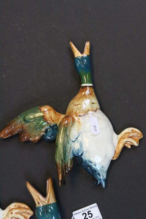 Graduating set of three Beswick ceramic wall plaques in the form of flying Ducks, numbers 596'0 - Image 2 of 5