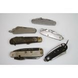 A Collection Of Six World War One And World War Two Military Jack Knifes To Include British And