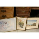 Three framed & glazed pictures to include a Hunt themed Watercolour