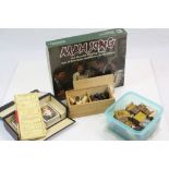 Boxed Michael Stansfield Mah-jong Game, Vintage Cased Bridge Set, Wooden Chess Set in a Wooden Box