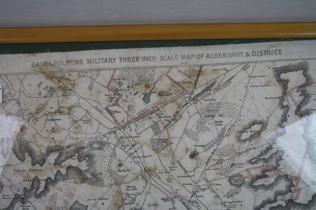 A Framed And Glazed Military Three Inch Scale Map Of Aldershot And District Printed By Gale & - Image 2 of 4