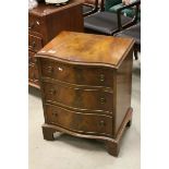 Reproduction Georgian Mahogany Serpentine Front Chest of Three Drawers, 68cms high x 53cms wide