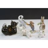 Small collection of ceramic Animals to include; Bunnykins, Lladro, Beswick & USSR