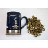 A Vintage Denby Royal Signal Corps Commemorative Mug Together With A Collection Of Brass Royal