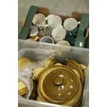 Two boxes of ceramics to include tankards & T.G Green dinner service etc