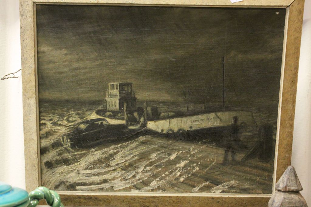 Reg Batterbury, Oil on Board of Aust Ferry, signed and dated Batterbury 62, local interest