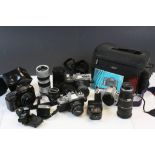 Cameras - Canon, Minolta & Yashica Cameras plus Eight Lenses and a Bag