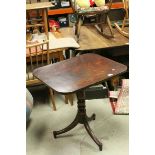 19th century Mahogany Square Topped Tilt Top Table on Sabre Legs