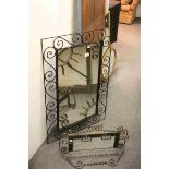 French Wrought Iron Wall Hanging Mirror and similar Mirrored Back Coat Stand