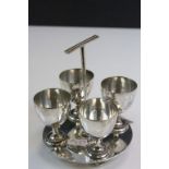 Silver Plated Egg Cup Stand and Egg Cups marked to base W5582 possibly Walker and Hall
