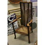 1930's / 40's High Back Elbow Chair with Bergere Seat and Back