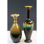 Two Persian drip glazed Vases of varying height with flared necks