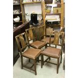 Set of Four 1930's / 40's Ercol Oak Dining Chairs, labels to underside of seat