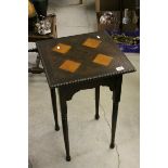 Early 20th century Oak Square Table with Herringbone Top