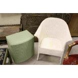 Lloyd Loom Lusty Green Linen Box together with a Lloyd Loom Style White Bedroom Tub Chair