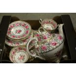 19th Century hand painted ceramic teaset with Rose pattern