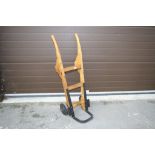 A Vintage Military Issue Wood And Cast Iron Sack Truck, Marked With The Broad Arrow.