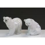 Two Lladro ceramic Polar Bears