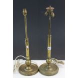 Two vintage Brass electric Table lamps with similar design