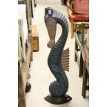 Large carved Wooden model of a Sea Horse with waxed finish