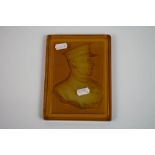 An Amber Glass Plaque Of Le Roi Albert 1st Of Belgium In Military Uniform