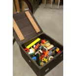 Wooden box of playworn Diecast & other vehicles