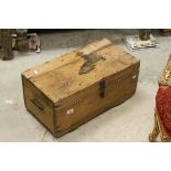 Victorian Pine Box with Iron Handles, 61cms wide