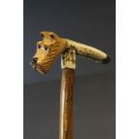 Hand Carved Wooden Walking Stick with the Handle in the form of a Terrier Dog