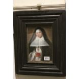 Ebonised Framed Oil Painting Portrait of a Benedictine Nun