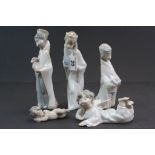Five Lladro Nativity style figurines